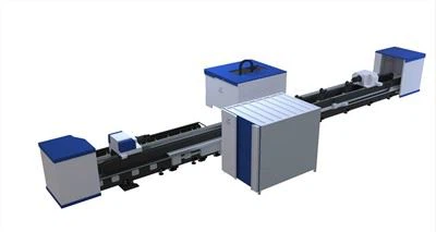 3Kw 6M rørlaserskjæremaskin Tre 240 pneumatiske chucker med automatisk laste- og losseenhet